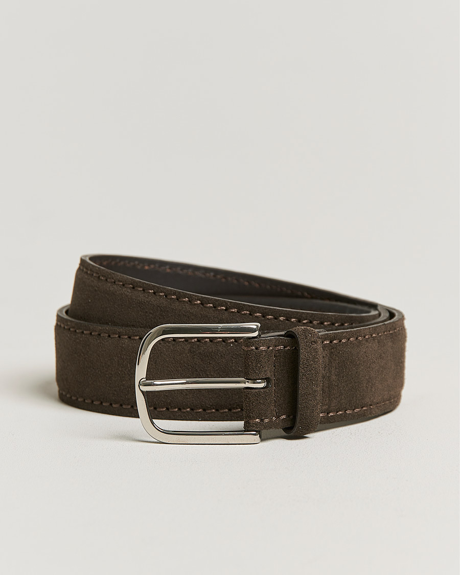 Uomini | Orciani Suede Belt 3,5 cm Dark Brown | Orciani | Suede Belt 3,5 cm Dark Brown