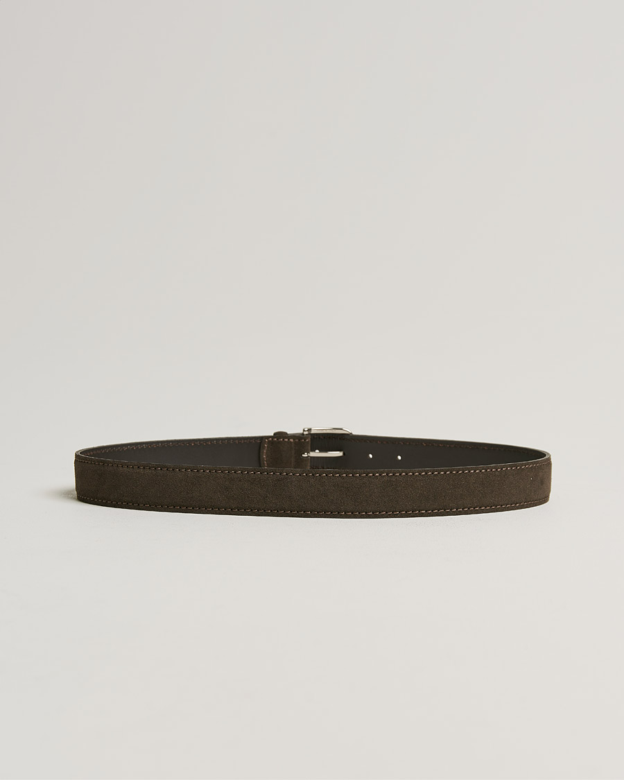 Uomini | Orciani Suede Belt 3,5 cm Dark Brown | Orciani | Suede Belt 3,5 cm Dark Brown