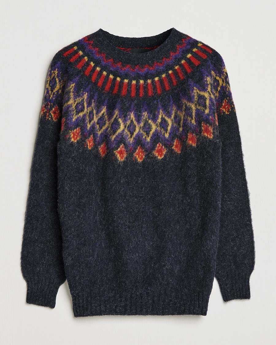 Uomini | Maglieria | Howlin' | Brushed Wool Fair Isle Crew Sweater Charcoal