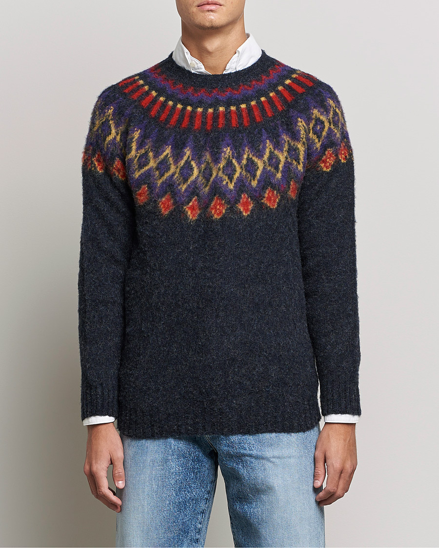 Uomini | Maglieria | Howlin' | Brushed Wool Fair Isle Crew Sweater Charcoal