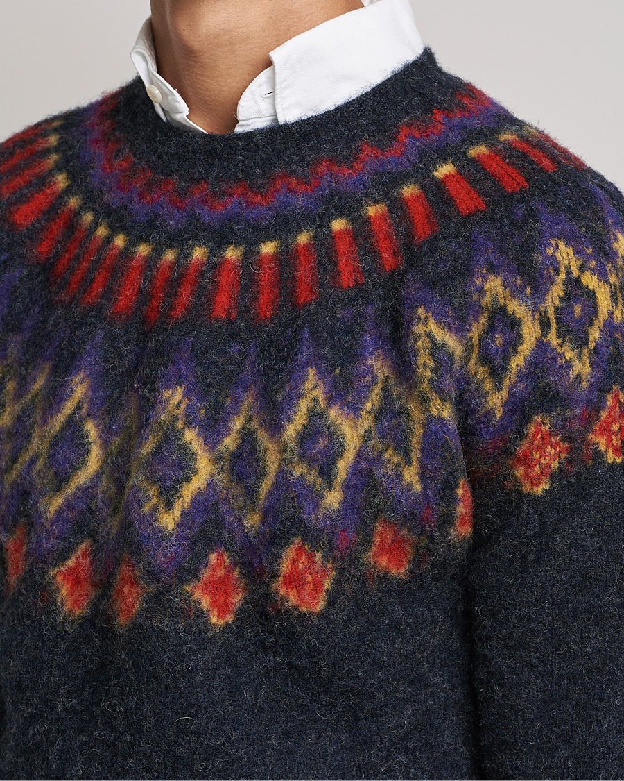 Uomini | Maglieria | Howlin' | Brushed Wool Fair Isle Crew Sweater Charcoal