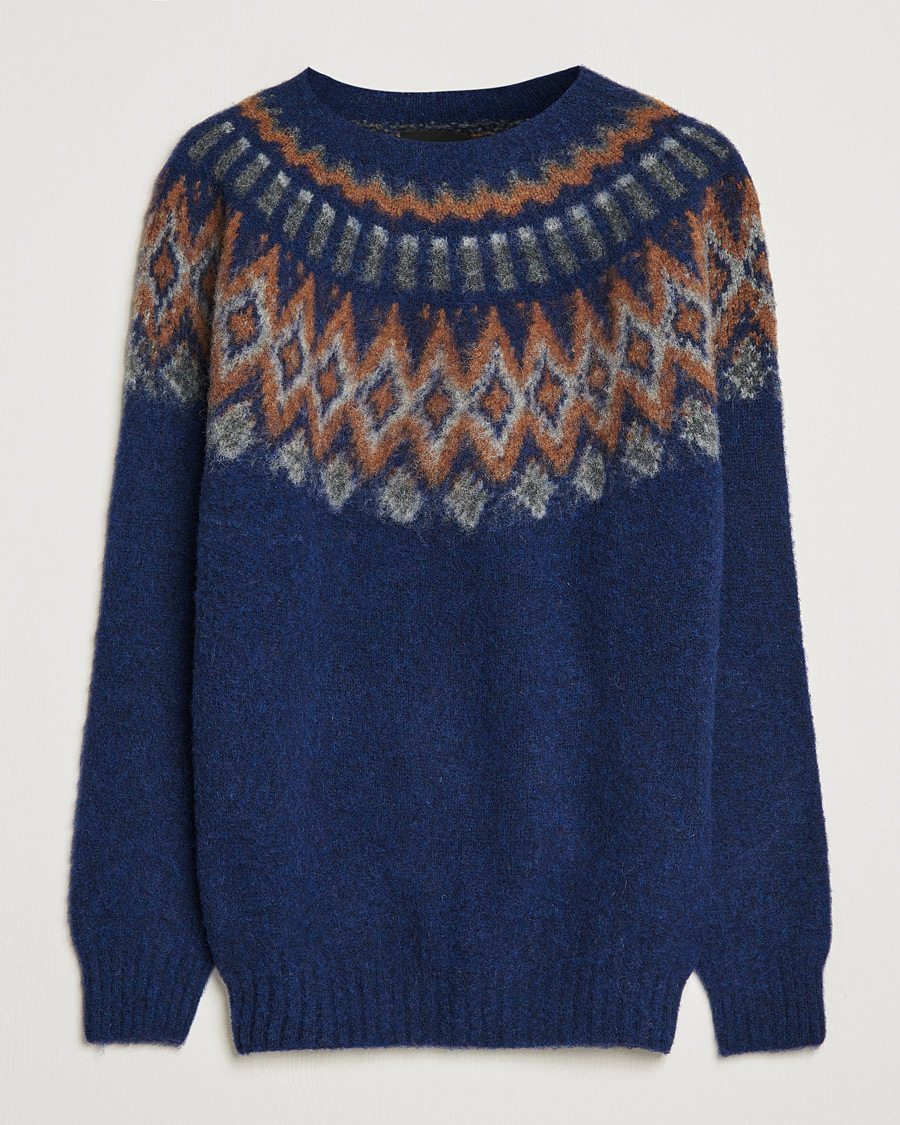 Uomini | Maglieria | Howlin' | Brushed Wool Fair Isle Crew Sweater Magic Blue