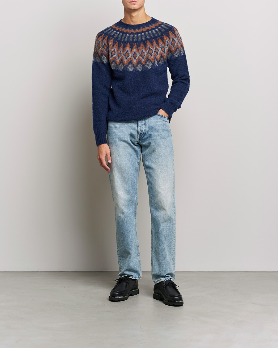 Uomini | Maglieria | Howlin' | Brushed Wool Fair Isle Crew Sweater Magic Blue