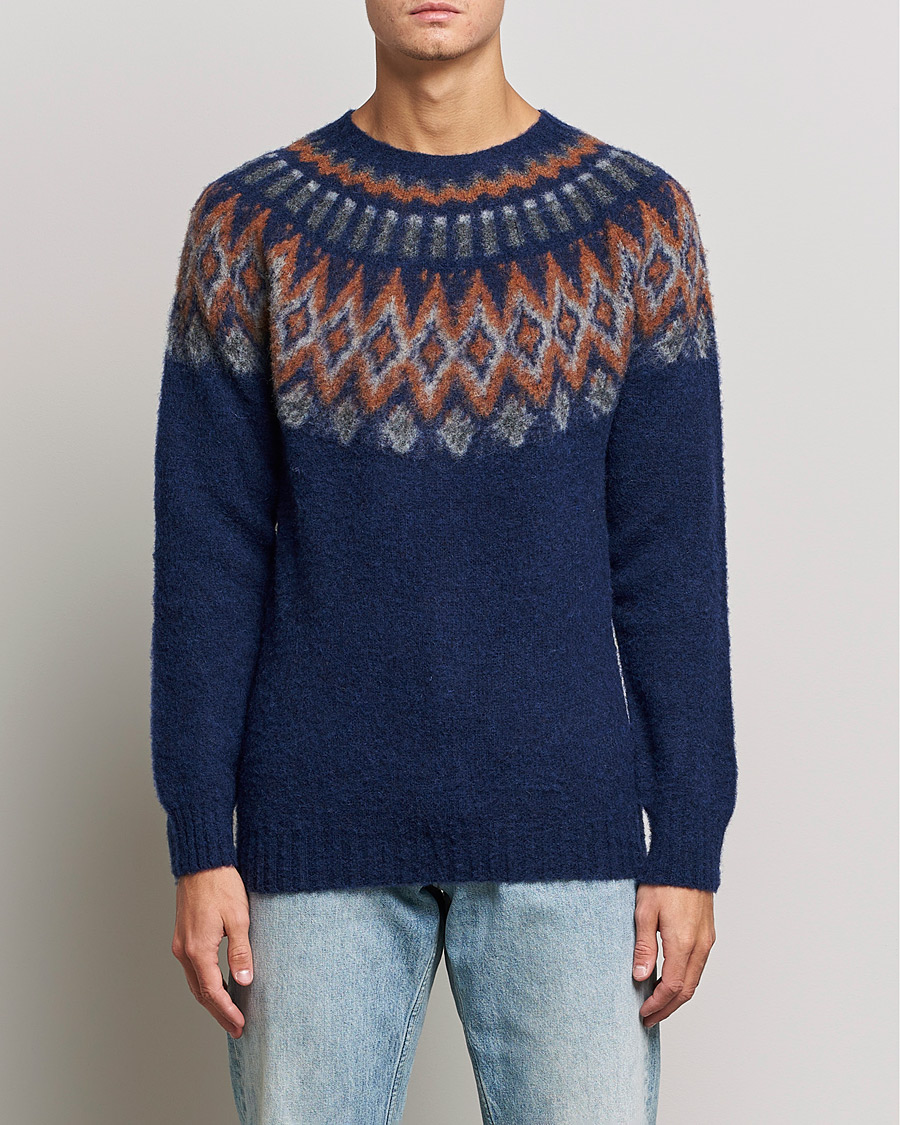 Uomini | Maglieria | Howlin' | Brushed Wool Fair Isle Crew Sweater Magic Blue