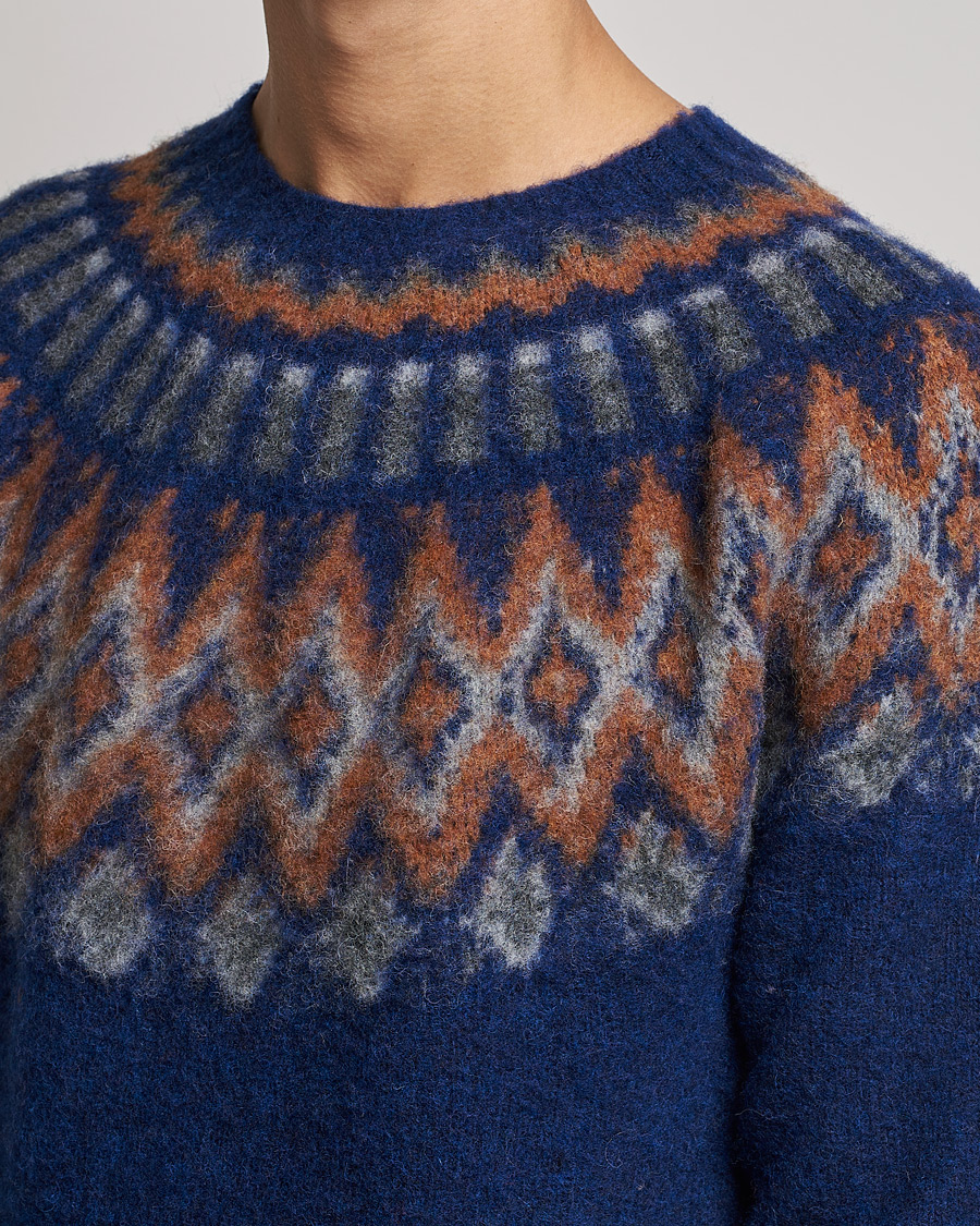 Uomini | Maglieria | Howlin' | Brushed Wool Fair Isle Crew Sweater Magic Blue