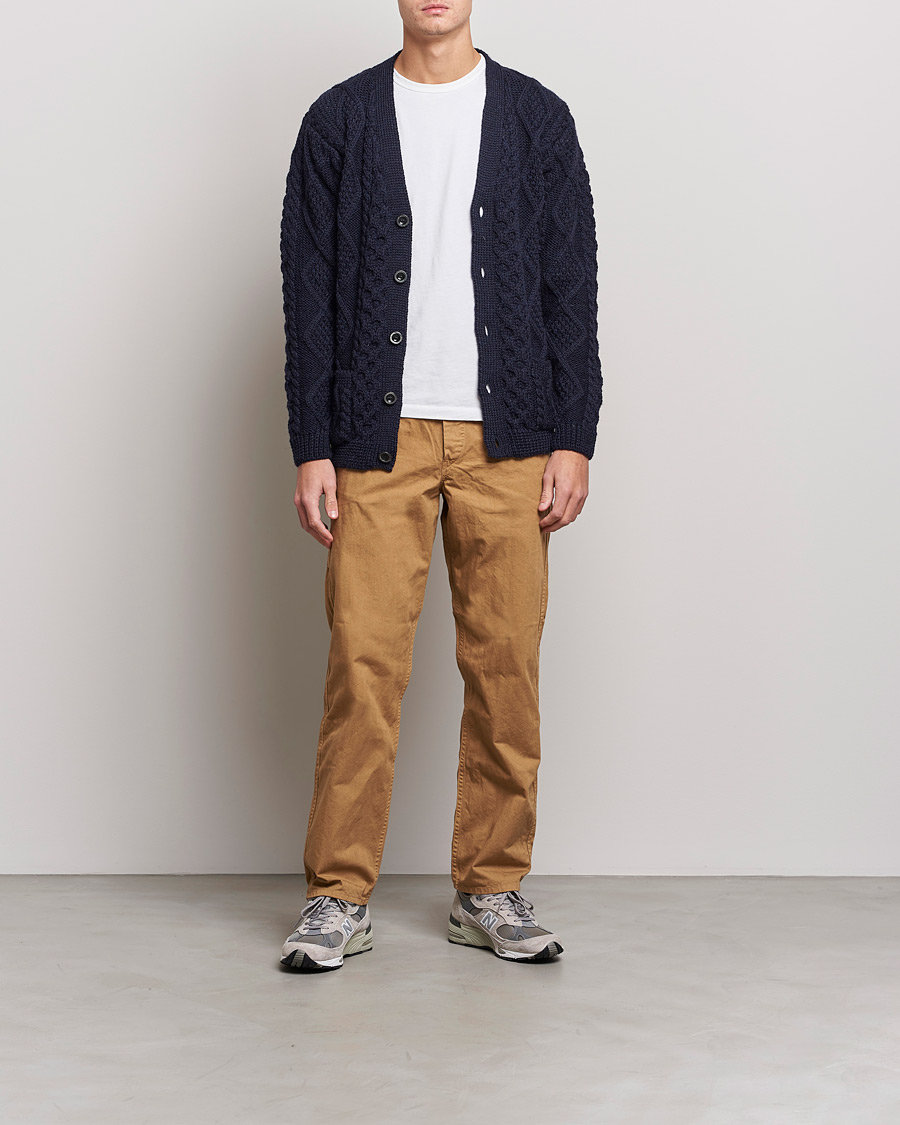 Uomini | Maglieria | Howlin' | Cable Knitted Wool Cardigan Navy