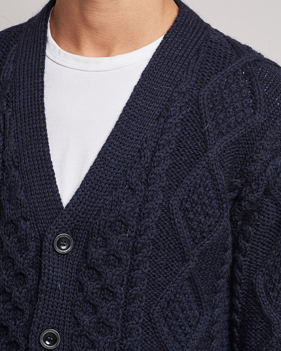 Uomini | Maglieria | Howlin' | Cable Knitted Wool Cardigan Navy