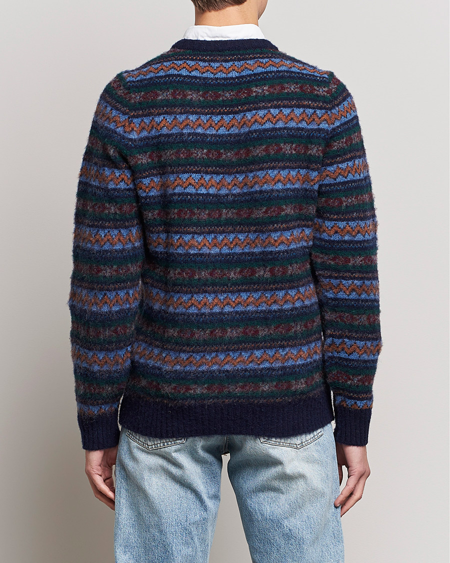 Uomini | Maglieria | Howlin' | Brushed Wool All Over Fair Isle Crew Neck Navy