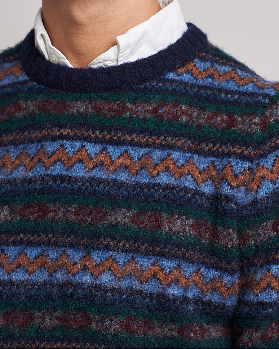 Uomini | Maglieria | Howlin' | Brushed Wool All Over Fair Isle Crew Neck Navy