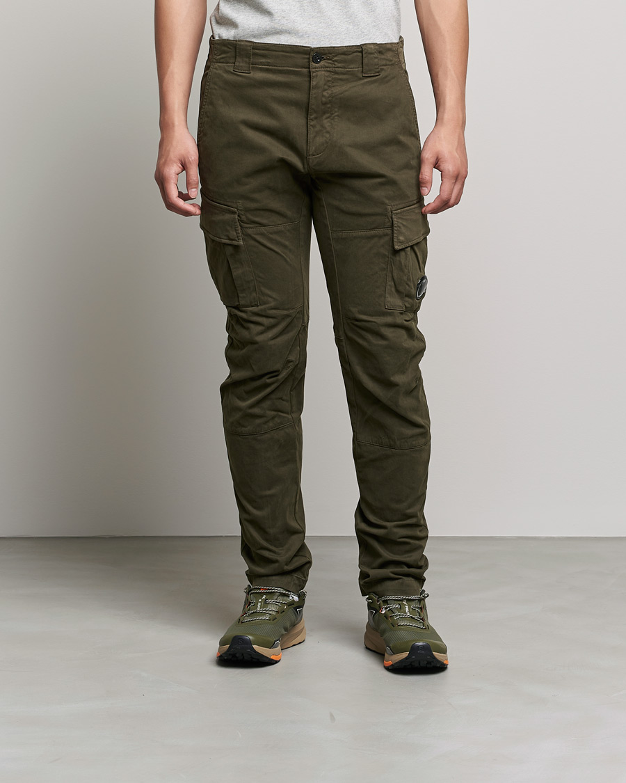 Uomini | Pantaloni | C.P. Company | Stretch Satin Lens Cargo Pants Olive