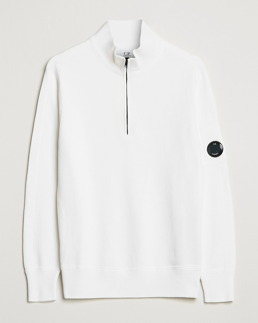 Uomini | Maglieria | C.P. Company | Knitted Cotton Lens Half Zip White