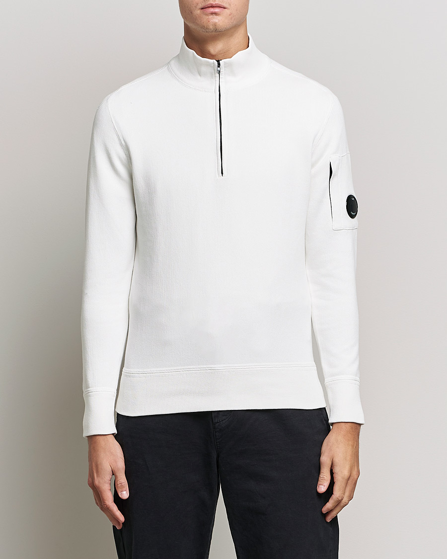 Uomini | Maglieria | C.P. Company | Knitted Cotton Lens Half Zip White