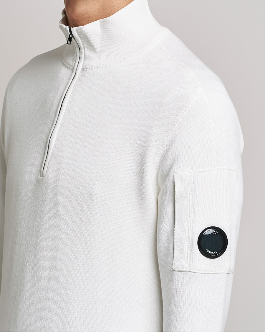 Uomini | Maglieria | C.P. Company | Knitted Cotton Lens Half Zip White