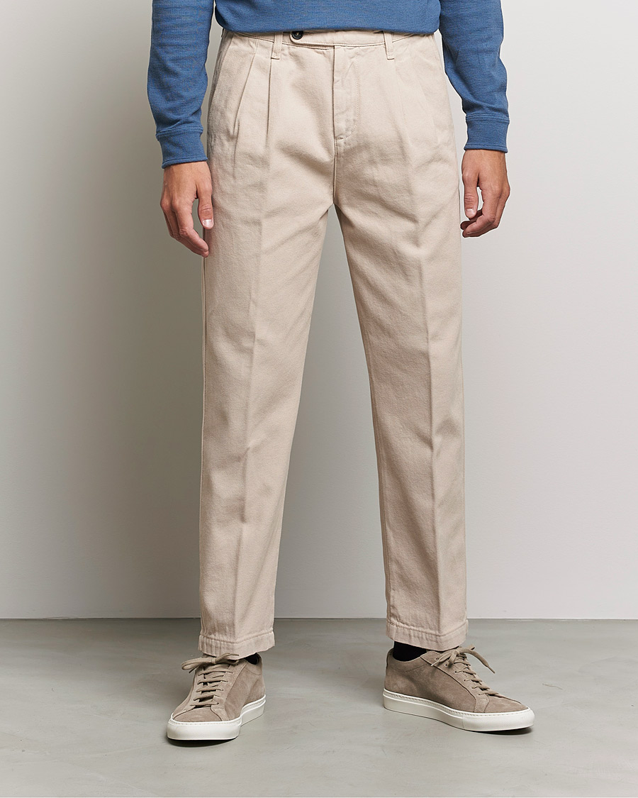 Uomini | Pantaloni | Massimo Alba | Strallo Pleated Chinos Beige