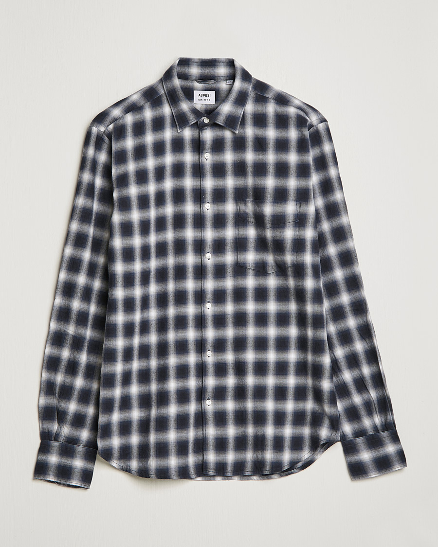 Uomini | Camicie | Aspesi | Checked Flannel Shirt Blue/Grey