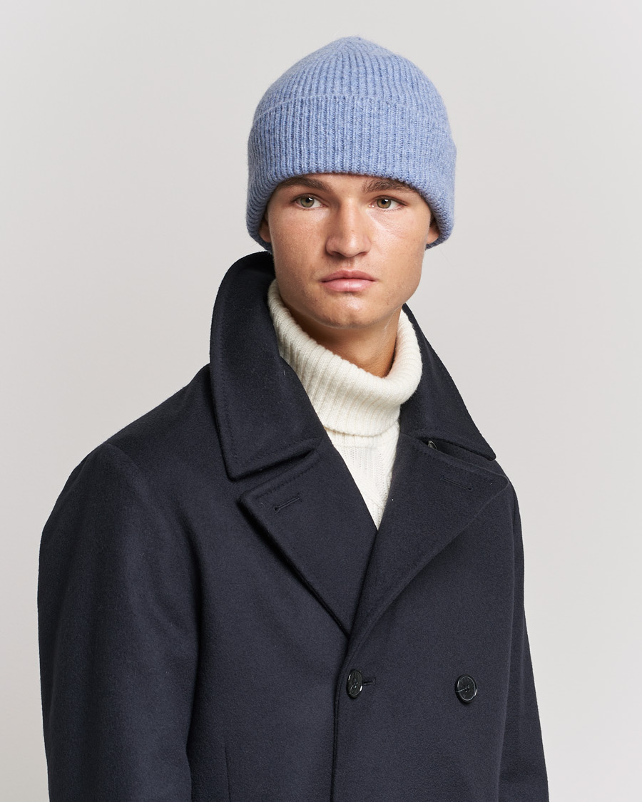 Uomini | Berretti | Le Bonnet | Lambswool/Caregora Beanie Washed Denim