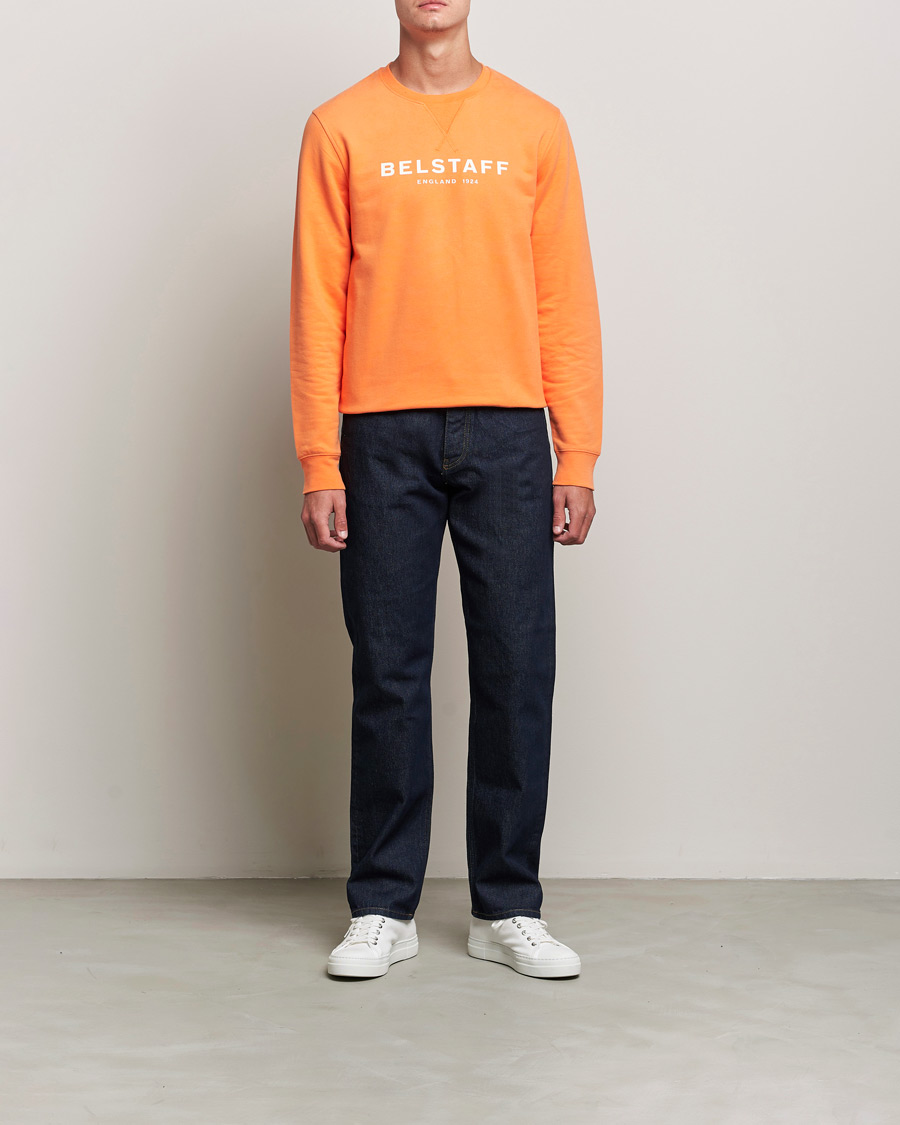 Uomini | Maglieria | Belstaff | 1924 Crew Neck Logo Sweat Signal Orange