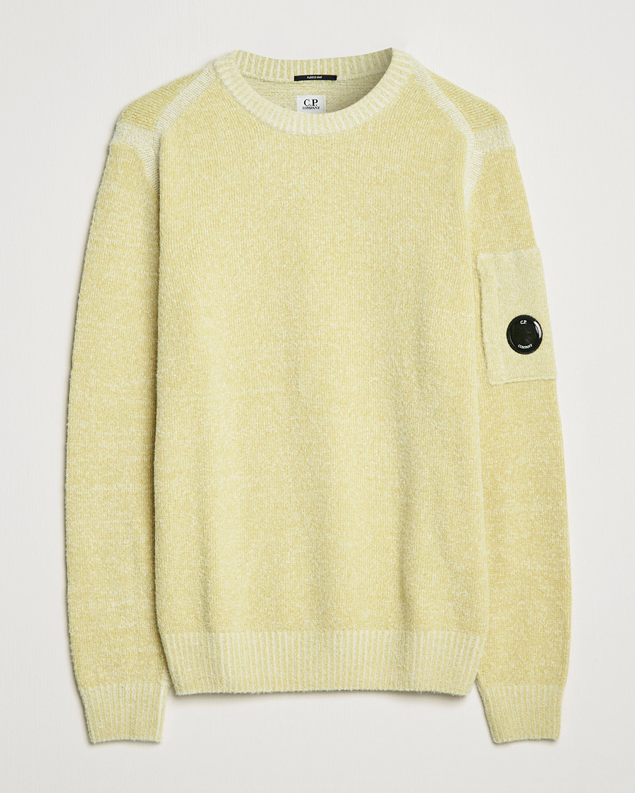 Uomini | Maglieria | C.P. Company | Fleece Knit Lens Roundneck Yellow