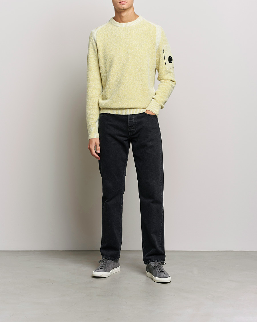 Uomini | Maglieria | C.P. Company | Fleece Knit Lens Roundneck Yellow