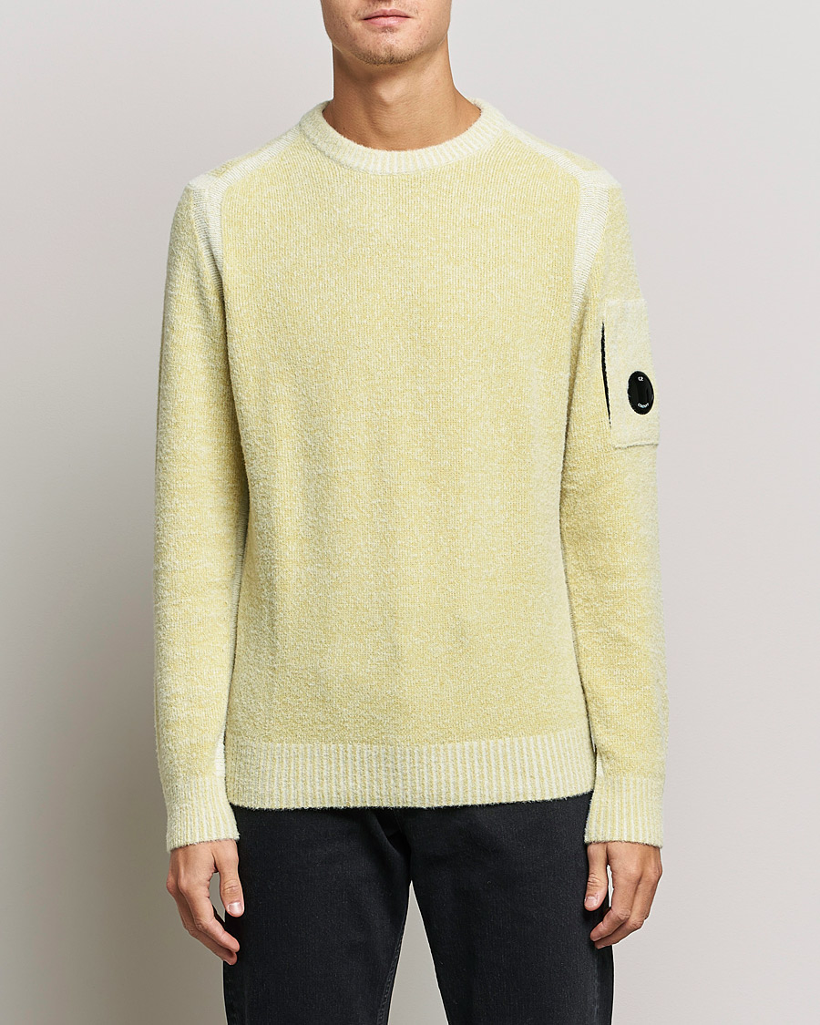 Uomini | Maglieria | C.P. Company | Fleece Knit Lens Roundneck Yellow