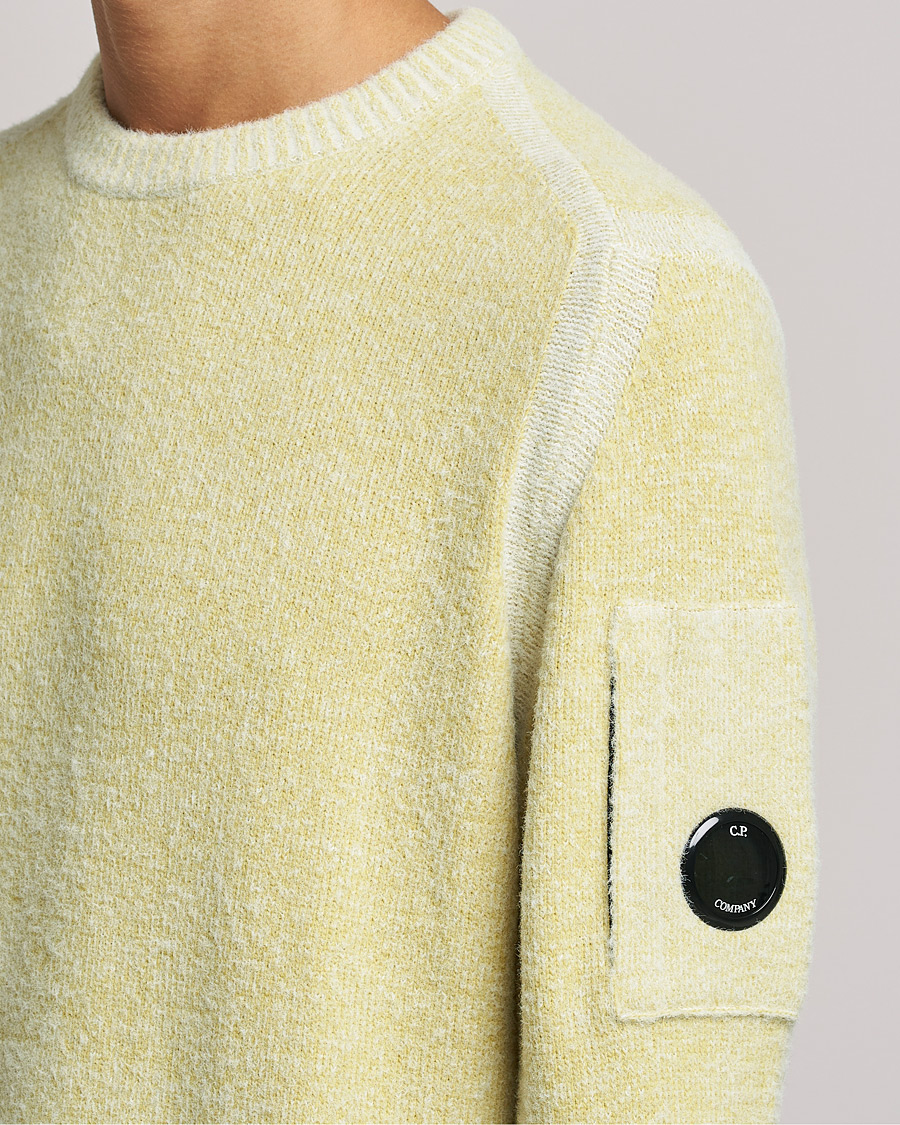 Uomini | Maglieria | C.P. Company | Fleece Knit Lens Roundneck Yellow