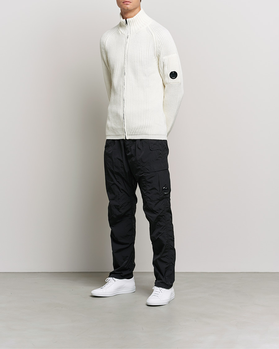 Uomini | Maglieria | C.P. Company | Merino Wool Full Zip Lens Cardigan White