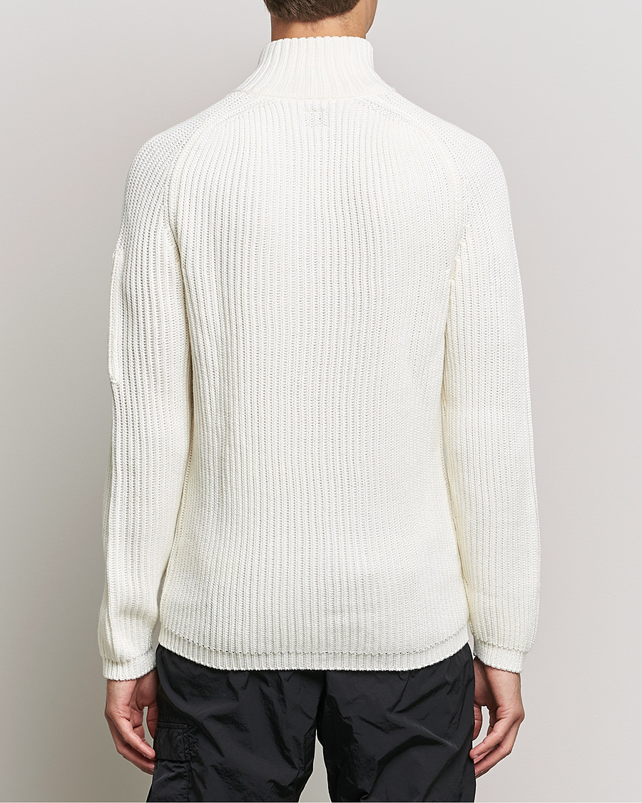 Uomini | Maglieria | C.P. Company | Merino Wool Full Zip Lens Cardigan White
