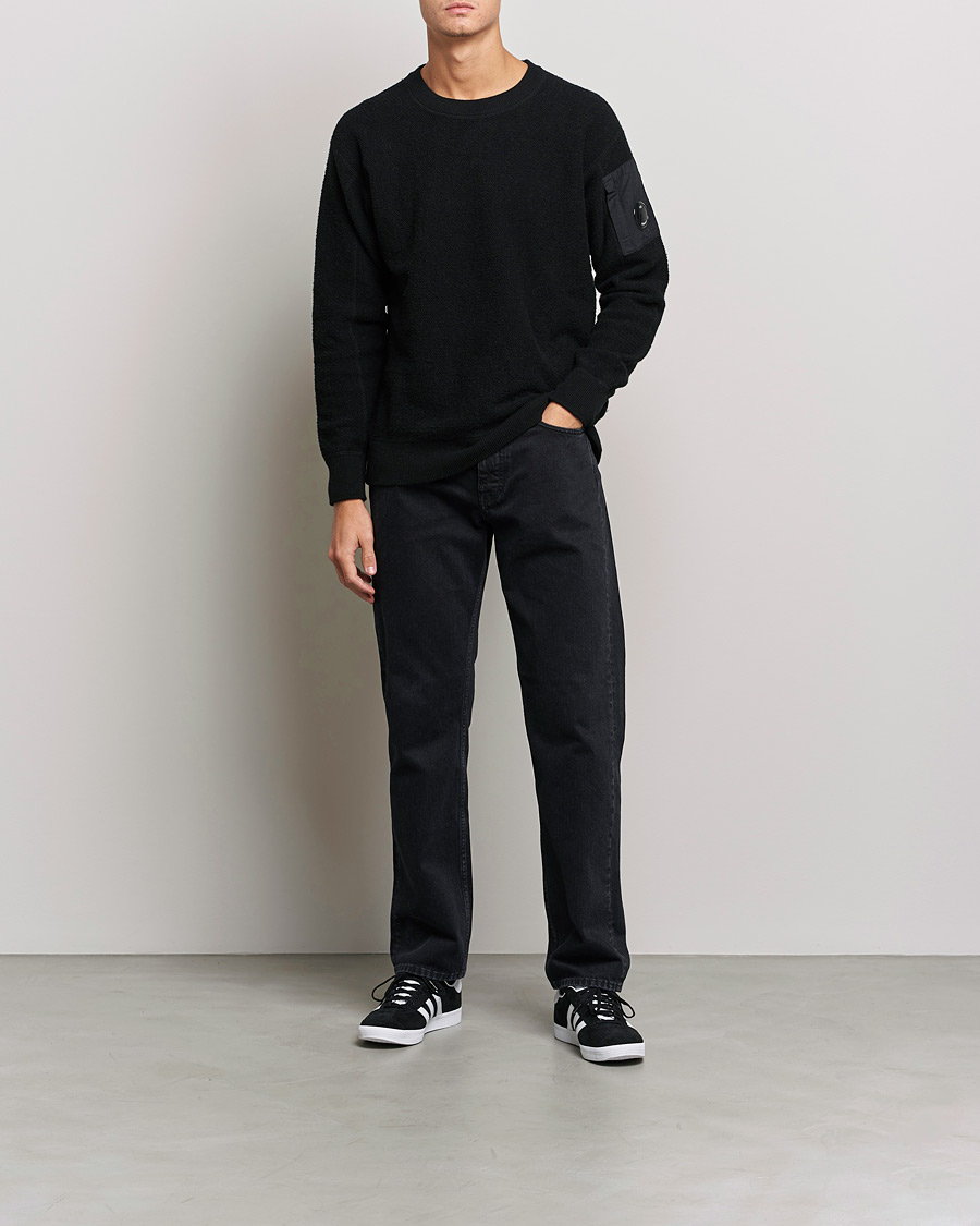 Uomini | Maglieria | C.P. Company | Structured Lambswool Lens Roundneck Black