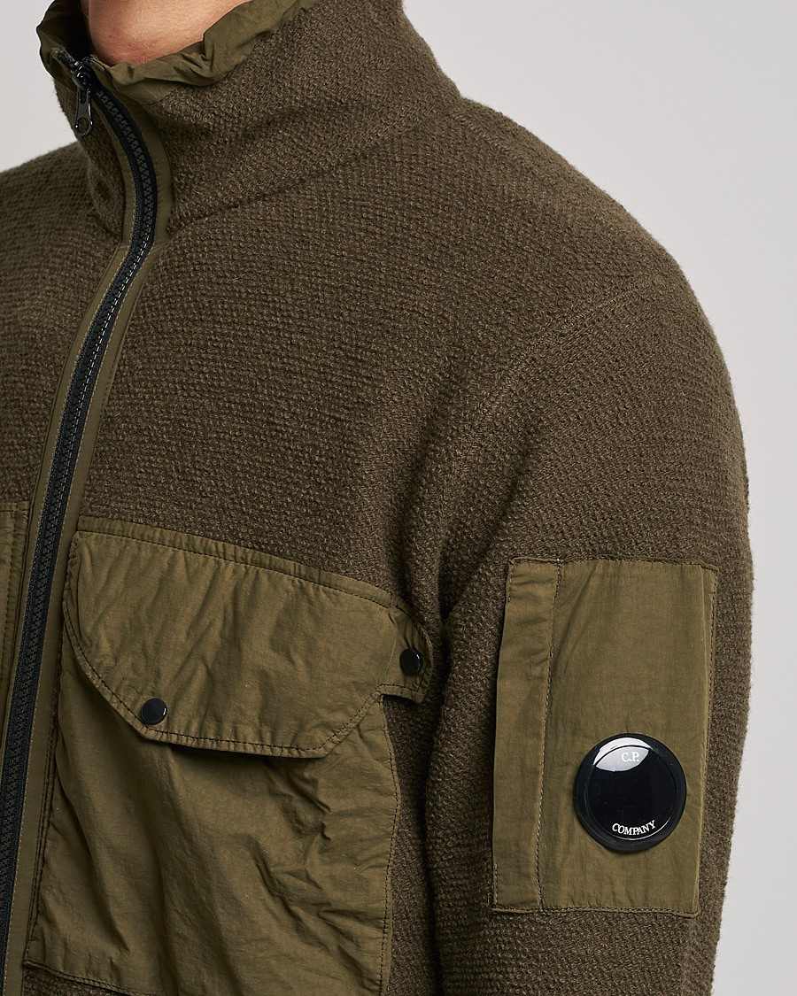 Uomini | Maglieria | C.P. Company | Lambswool Pocket Full Zip Sweat Green
