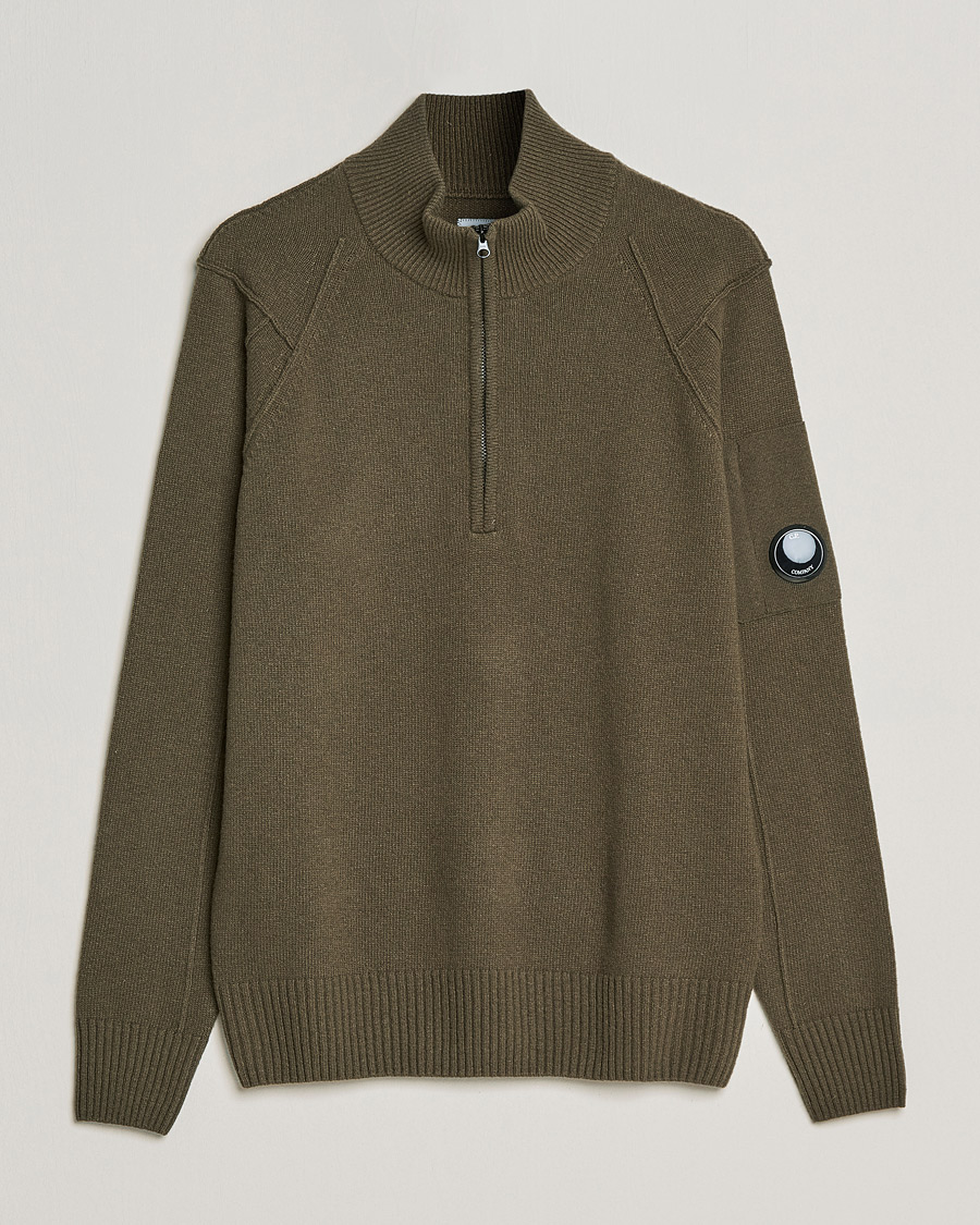 Uomini | Maglieria | C.P. Company | Lambswool Lens Half Zip Ivy Green