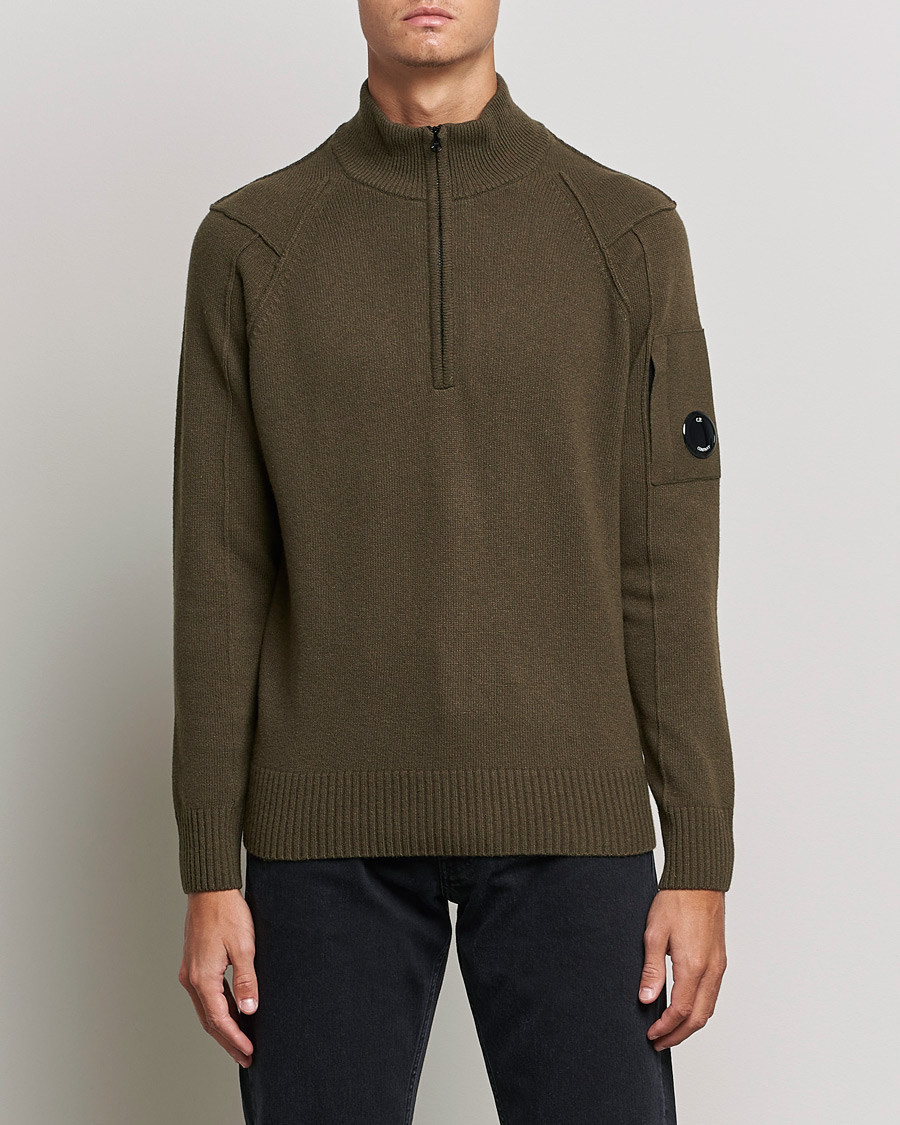 Uomini | Maglieria | C.P. Company | Lambswool Lens Half Zip Ivy Green