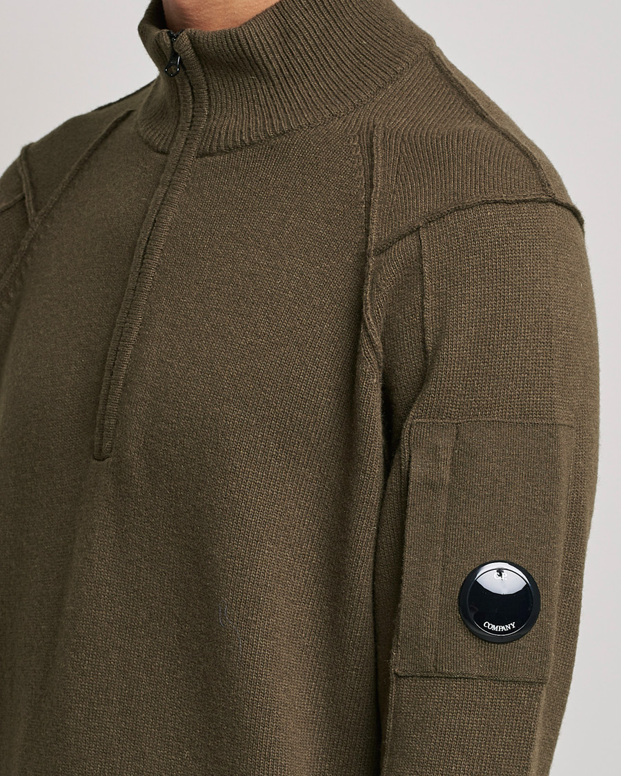 Uomini | Maglieria | C.P. Company | Lambswool Lens Half Zip Ivy Green