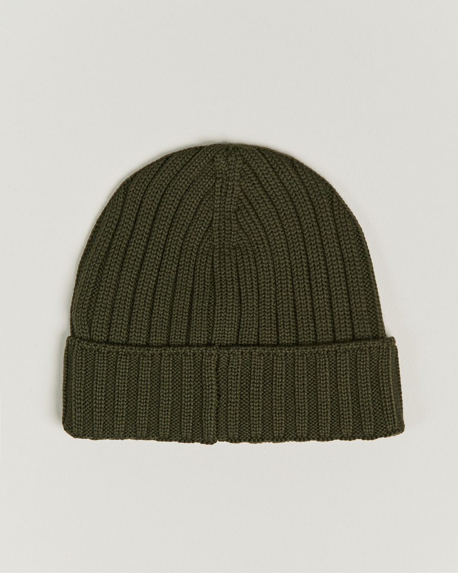 Uomini | C.P. Company Knitted Merino Logo Beanie Dark Green | C.P. Company | Knitted Merino Logo Beanie Dark Green