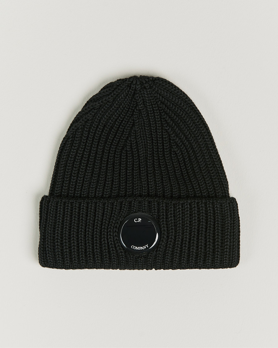 Uomini | C.P. Company Knitted Merino Lens Beanie Black | C.P. Company | Knitted Merino Lens Beanie Black