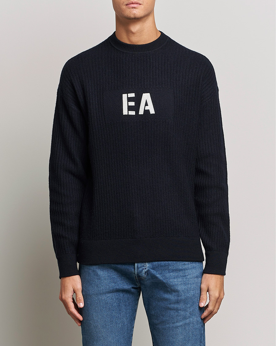 Uomini | Maglieria | Emporio Armani | Wool Logo Sweater Navy
