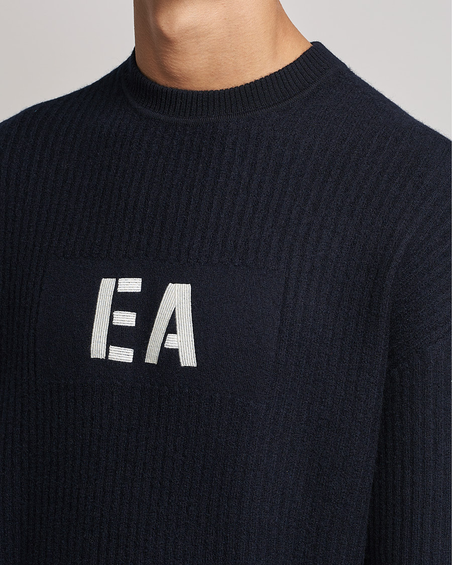 Uomini | Maglieria | Emporio Armani | Wool Logo Sweater Navy