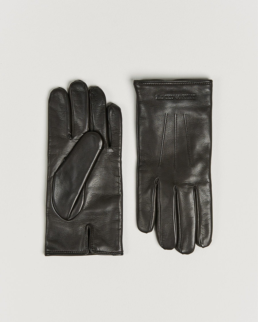 Uomini | Emporio Armani Leather Gloves Dark Brown | Emporio Armani | Leather Gloves Dark Brown