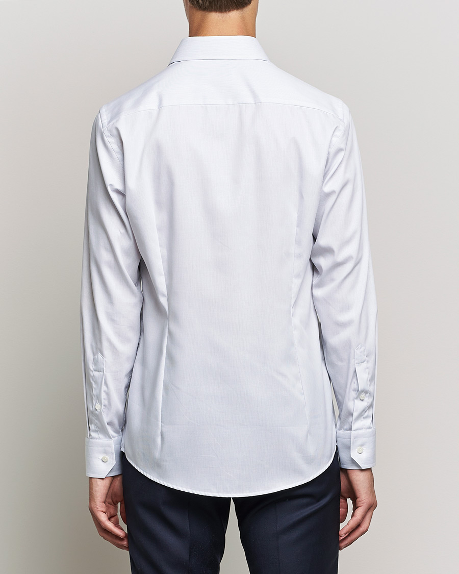 Uomini | Camicie | Eton | Hairline Striped Slim Twill Shirt Navy Blue