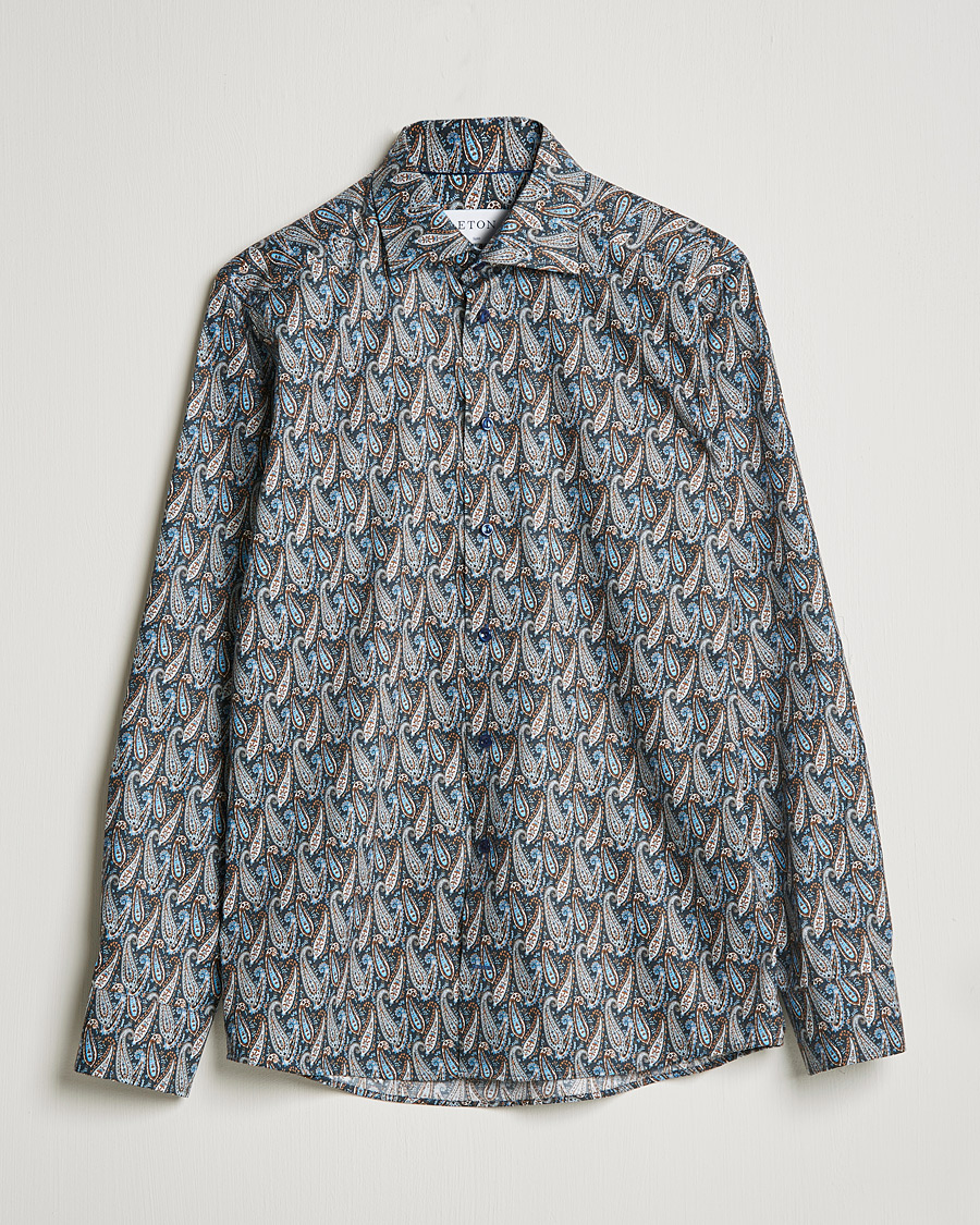 Uomini | Camicie | Eton | Paisley Signature Twill Slim Shirt Navy Blue