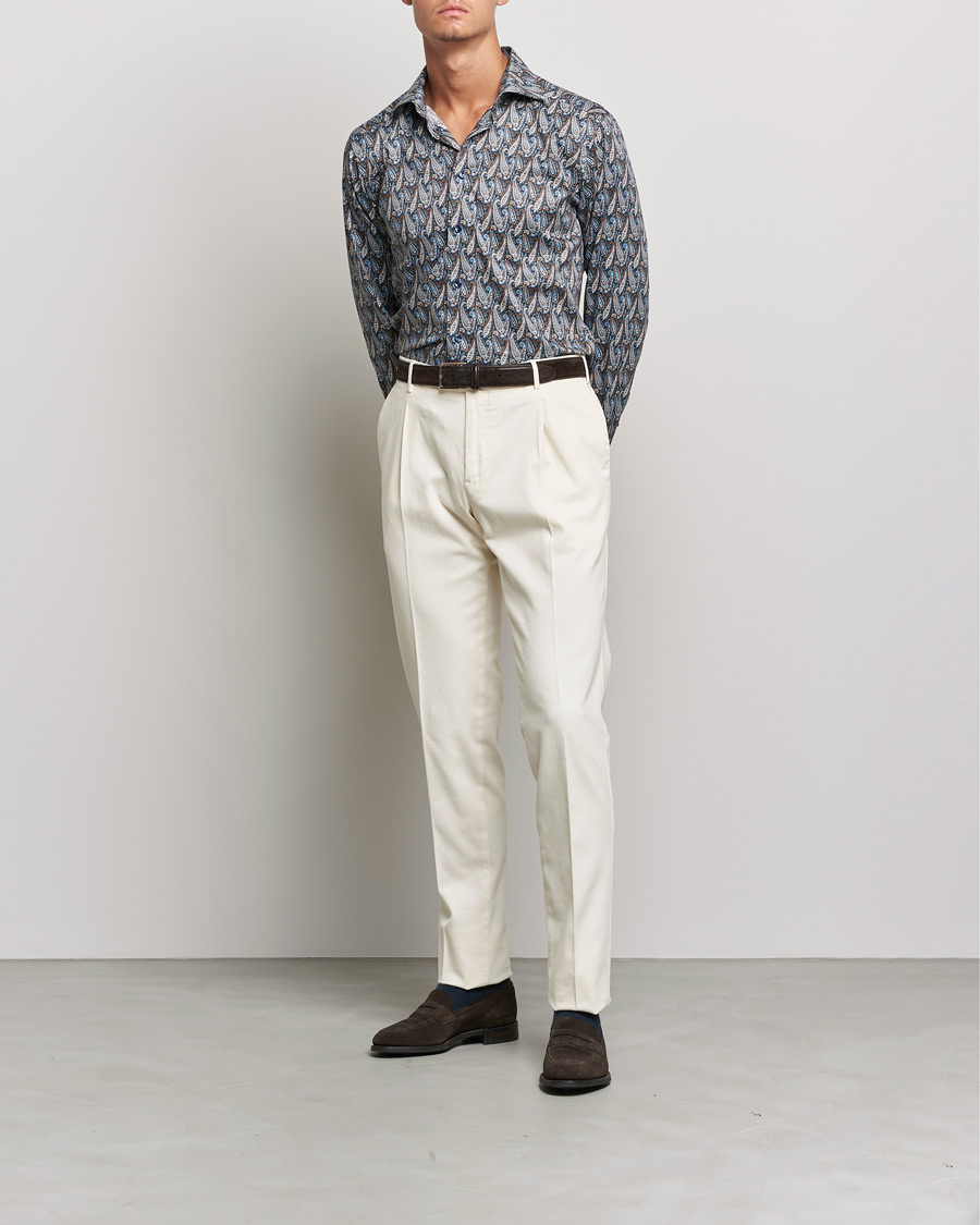 Uomini | Camicie | Eton | Paisley Signature Twill Slim Shirt Navy Blue