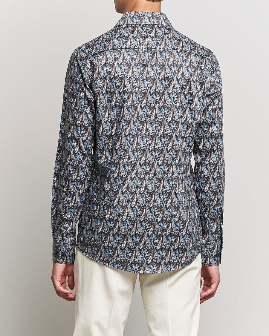 Uomini | Camicie | Eton | Paisley Signature Twill Slim Shirt Navy Blue