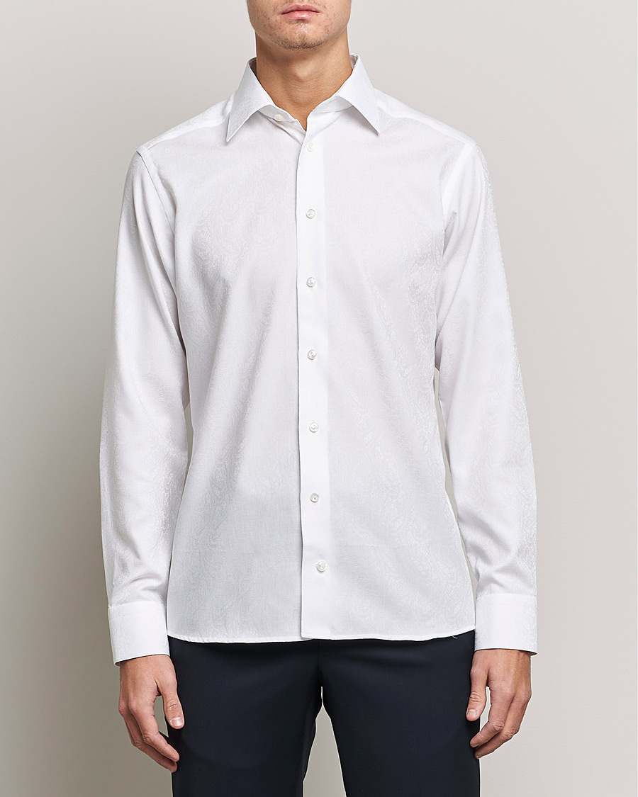 Uomini | Camicie | Eton | Jaquard Paisley Shirt White