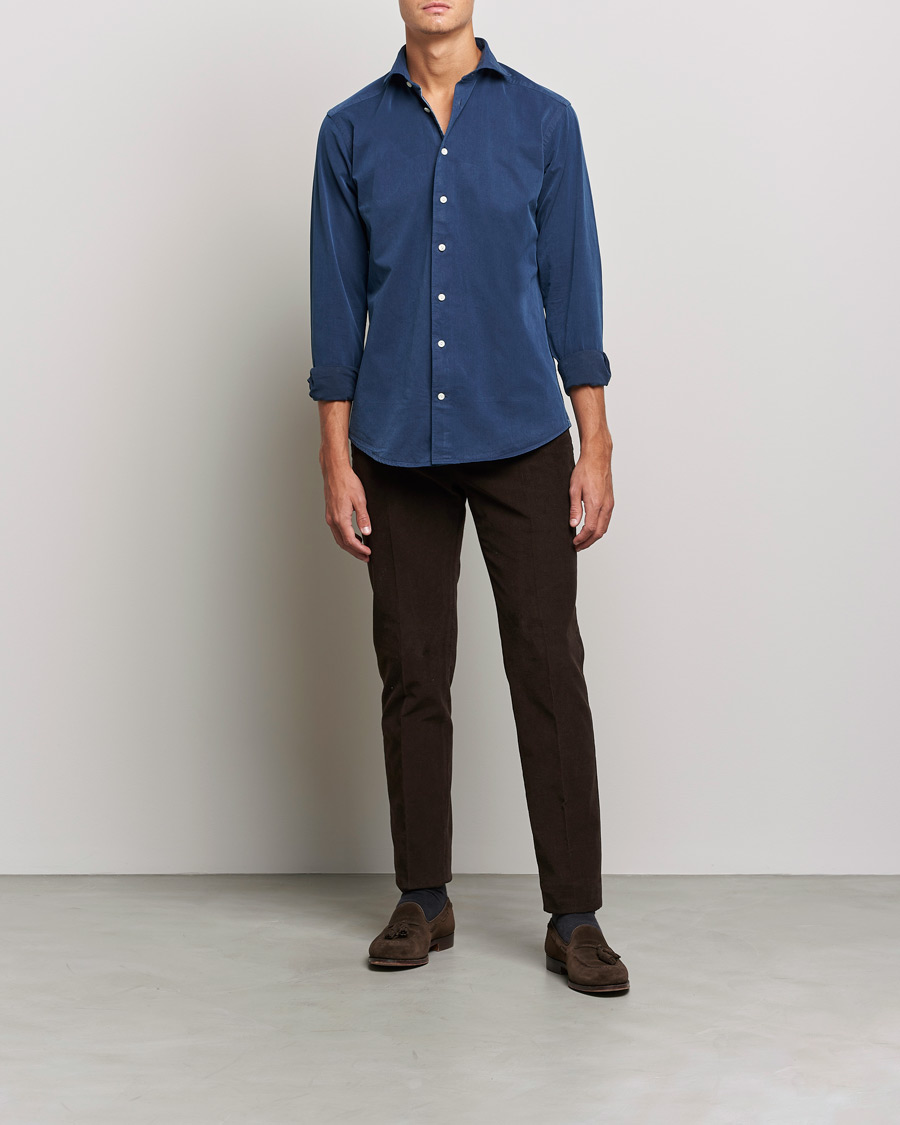 Uomini | Camicie | Eton | Recycled Cotton Denim Shirt Blue