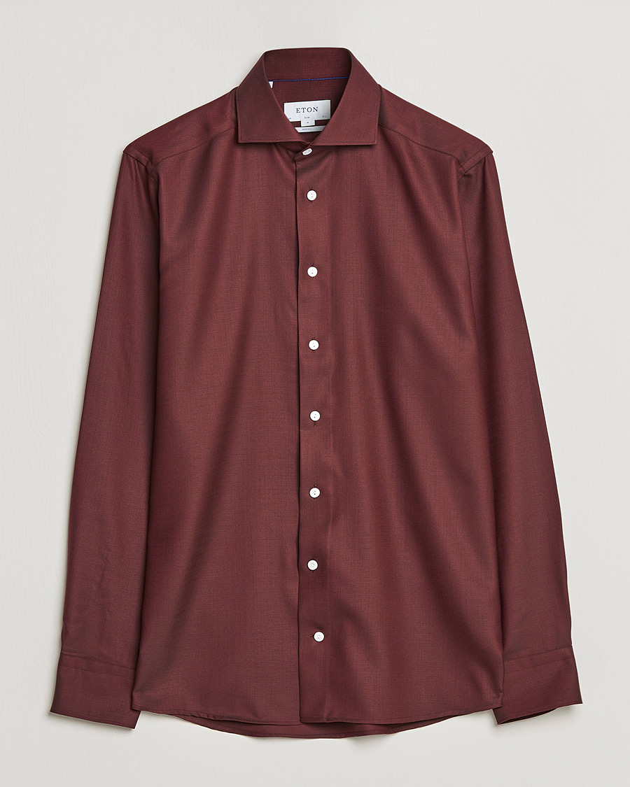 Uomini | Camicie | Eton | Merino Wool Shirt Mid Red