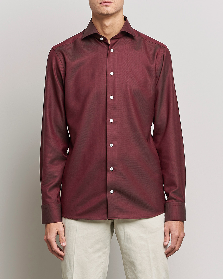 Uomini | Camicie | Eton | Merino Wool Shirt Mid Red