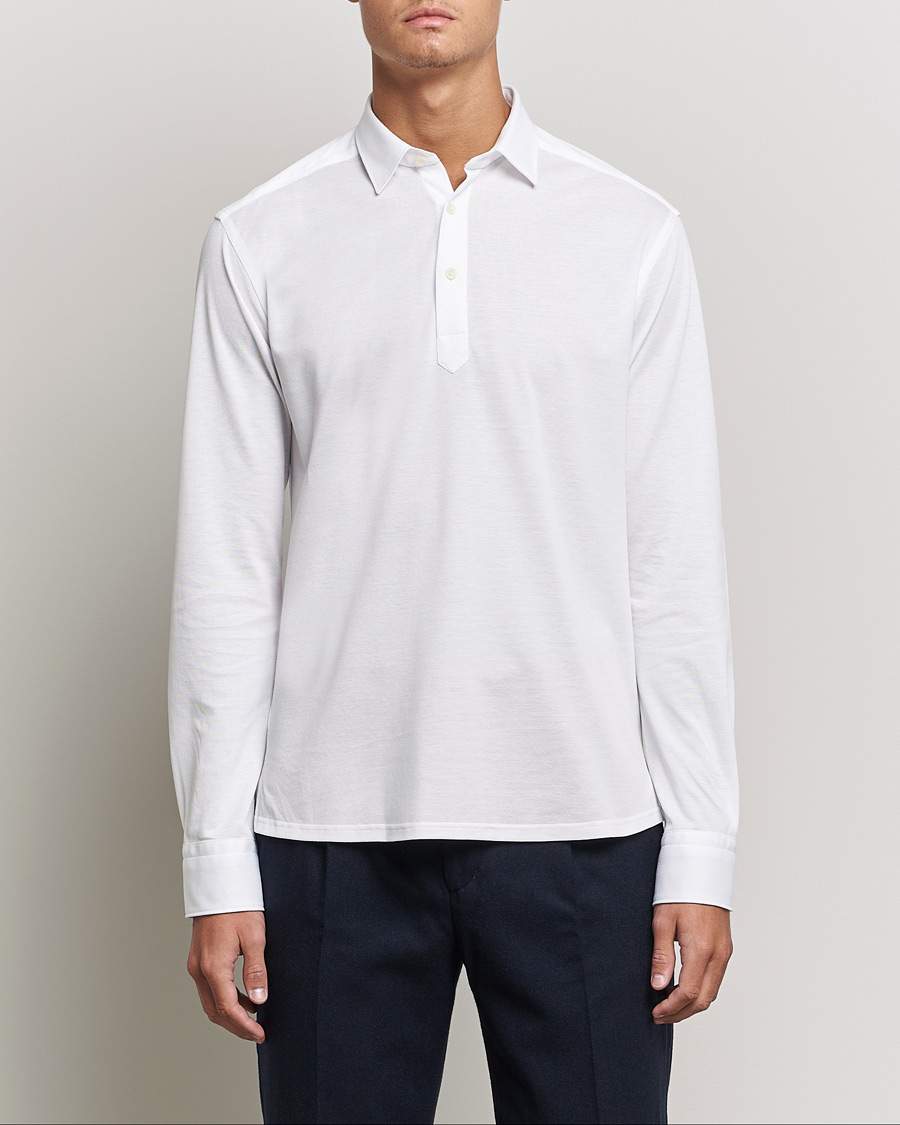 Uomini | Maglieria | Eton | Slim Fit Cotton Piqué Popover Shirt White