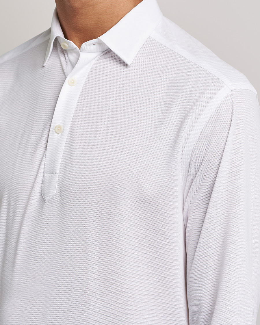 Uomini | Maglieria | Eton | Slim Fit Cotton Piqué Popover Shirt White