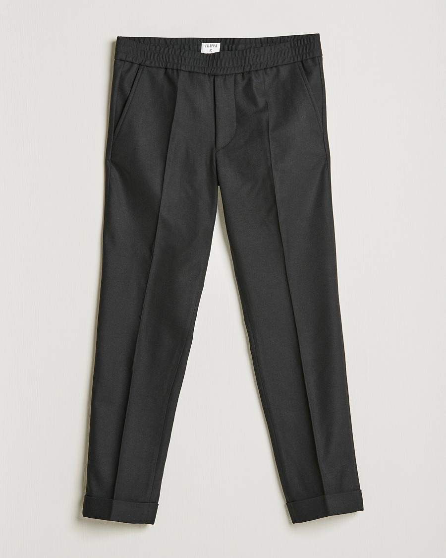 Uomini | Pantaloni | Filippa K | Terry Flannel Trousers Black