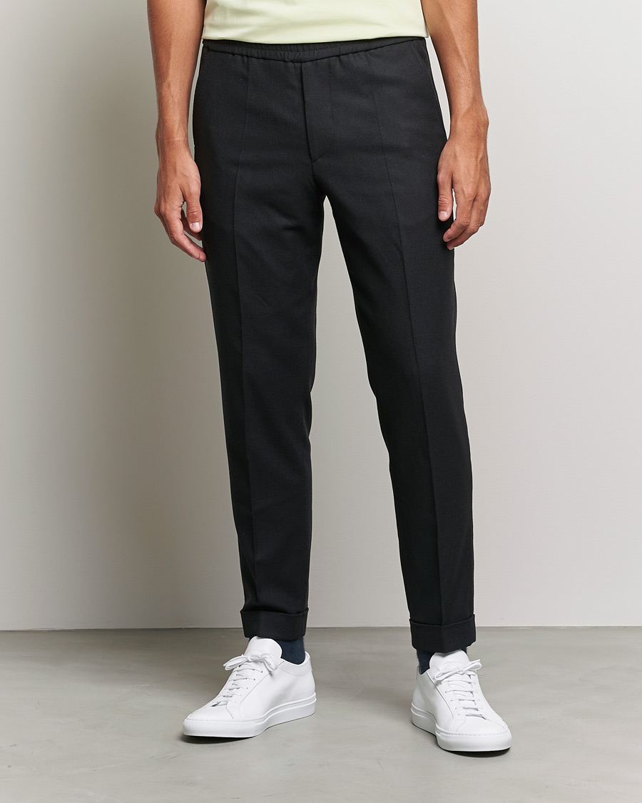 Uomini | Pantaloni | Filippa K | Terry Flannel Trousers Black