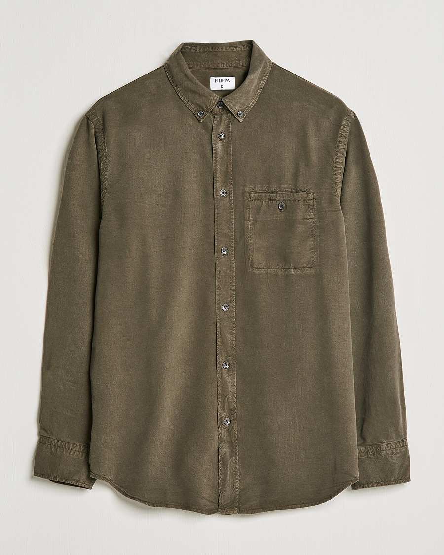 Uomini | Camicie | Filippa K | Zachary Tencel Shirt Dark Forest Green